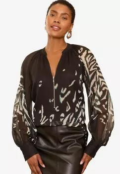 Блуза FRONT MIX LONG SLEEVE Love & Roses, черный