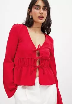 Блуза FRONT TIE NA-KD, красный