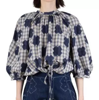 Блуза Gambit в сине-белую клетку Henrik Vibskov