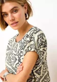 Блуза GATHERED SHORT SLEEVE TEXTURED BOXY PETITE Next, черный