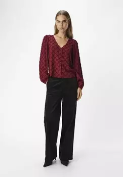 Блуза GEMUSTERTES Object, темно-красный