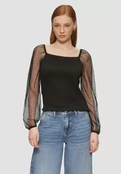 Блуза GESMOCKTES MIT ZRMELN - Long sleeved top QS, черный