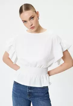 Блуза GIMPED SHORT SLEEVE Koton, белый