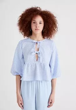 Блуза GINGHAM BLOUSE Gina Tricot, темно-синий