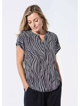 Блуза GOLDNER, цвет schwarz/cremewei/gemustert