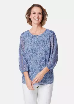 Блуза GOLDNER Druck, цвет taubenblau/marine/geblmt