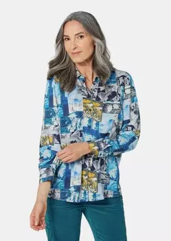 Блуза GOLDNER Hemd, цвет grau/gemustert