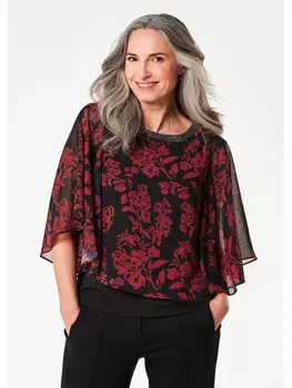 Блуза GOLDNER nshirt, цвет schwarz/rot/geblmt