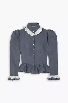 Блуза Grace из хлопка и шамбре с оборками BATSHEVA, синий