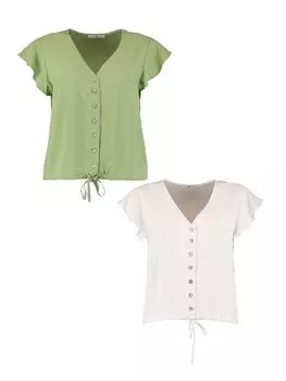 Блуза Hailys 2er Set Kurzarm, цвет wei-grn