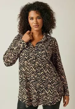 Блуза HALF PLACKET Evans, коричневый