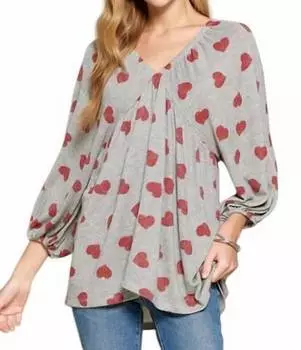 Блуза Hearts Full Of Love в сером/красном цвете Oddi