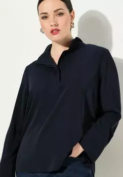 Блуза HIDDEN BUTTON PLACKET LONG SLEEVE Ulla Popken, темно-синий