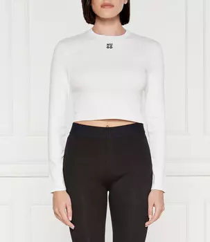 Блуза HUGO DAFILOMENA Cropped Fit, белый