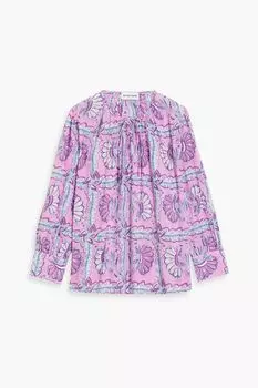 Блуза Hupa из хлопковой вуали с принтом и сборками. ANTIK BATIK, лавандовый