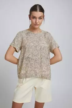Блуза ICHI Kurzarm, бежевый