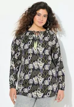 Блуза IKAT-INSPIRED LONG SLEEVE Ulla Popken, темно-синий