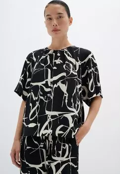 Блуза InWear с коротким рукавом, черный/белый