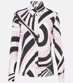 Блуза из атласного джерси Iride Pucci, Nero/Rosa