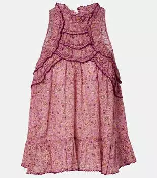 Блуза из хлопка с принтом и рюшами Carlee Marant Etoile, розовый