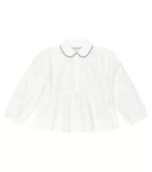 Блуза из хлопкового поплина Burberry Kids, белый