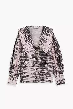 Блуза из хлопкового поплина с тигровым принтом GANNI, розовый