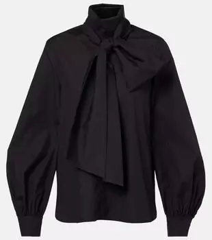 Блуза из хлопковой смеси Bosforo с бантовыми деталями Max Mara, черный