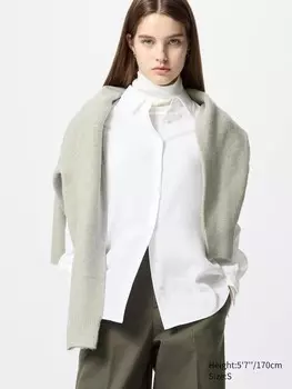 Блуза из искусственного шелка Uniqlo, цвет 00 белый