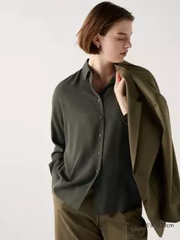 Блуза из искусственного шелка Uniqlo, цвет 57 зеленый