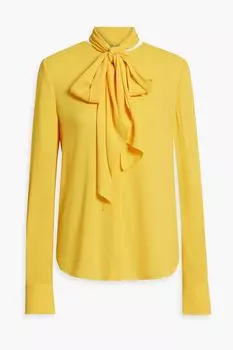 Блуза из крепа с бантом ANOTHER TOMORROW, желтый