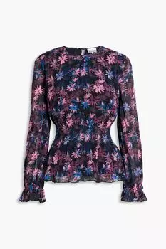 Блуза из крепа с присборенными складками GANNI, розовый