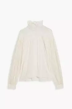 Блуза из крепдешина Digled с кружевными вставками IRO, слоновая кость