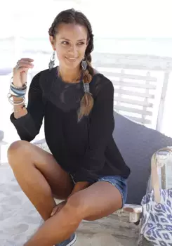 Блуза из кружева буйвола из вискозной ткани, летняя, в стиле бохо Buffalo, черный