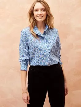 Блуза из органического хлопка с принтом Liberty Brora, ляпис блум