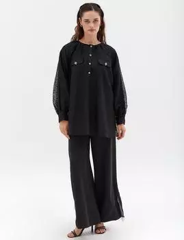 Блуза из органзы Shiny Stone, черная Kayra