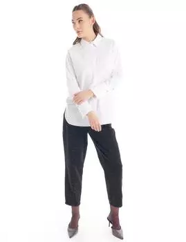 Блуза из поплина с кружевной отделкой, оптический белый Kayra