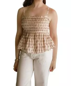 Блуза из поплина с присборенной структурой, натуральный цвет, многоцветный Jacquie The Label, цвет natural multi