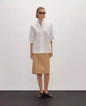 Блуза из поплина с V-образным вырезом Woman Limited El Corte Ingls, белый