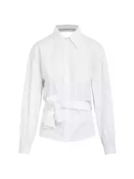 Блуза из поплина с вырезами и запахом Hudson Jeans, белый