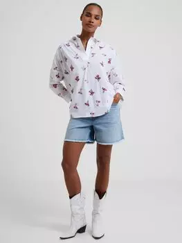 Блуза из поплина с вышивкой French Connection Charla Rhodes, лен белый