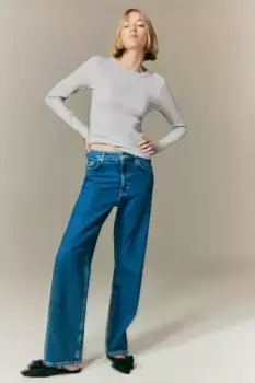 Блуза из смесового модала в рубчик H&M, серый