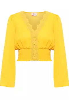 Блуза IZIA Cropped Langarm, желтый
