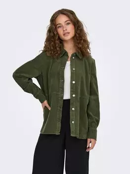 Блуза JACQUELINE de YONG Hemdbluse Locker geschnitten Langarm Hemdkragen, оливковый