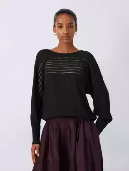 Блуза John Lewis Crepe Stripe Insert, черный