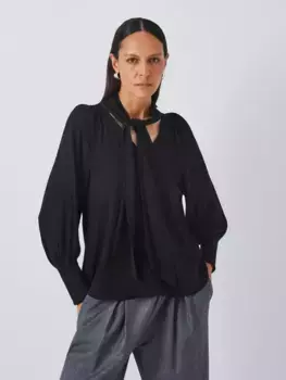 Блуза John Lewis Crepe Tie Neck, черный