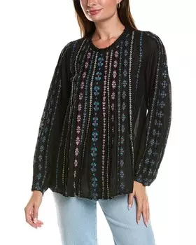 Блуза Johnny Was из бязи из льна, черный