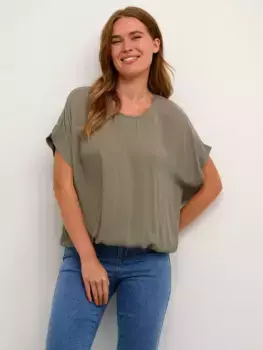 Блуза KAFFE Amber Round Neck Short Sleeve, цвет vetiver