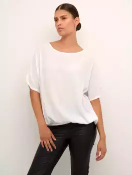 Блуза KAFFE Amber Round Neck Short Sleeve, цвет chalk