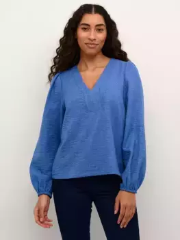 Блуза KAFFE Elise V-Neck, цвет denim
