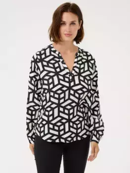 Блуза KAFFE Jalie Geometric Print, цвет chalk/deep/black